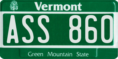 VT license plate ASS860