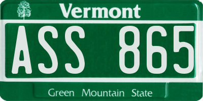 VT license plate ASS865