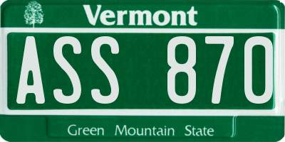 VT license plate ASS870