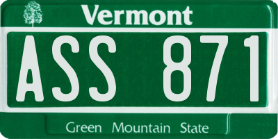 VT license plate ASS871