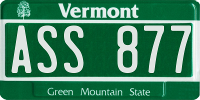 VT license plate ASS877