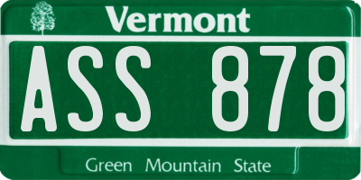 VT license plate ASS878