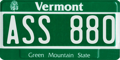 VT license plate ASS880