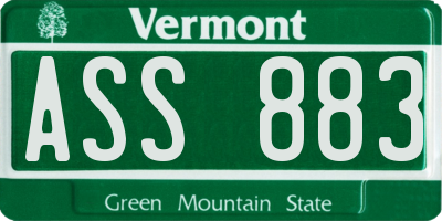 VT license plate ASS883