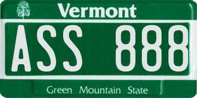 VT license plate ASS888