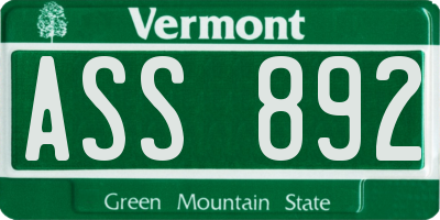 VT license plate ASS892