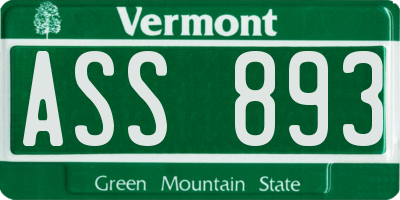 VT license plate ASS893