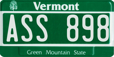 VT license plate ASS898