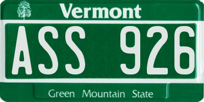 VT license plate ASS926