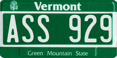VT license plate ASS929