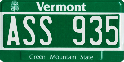 VT license plate ASS935