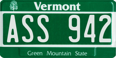 VT license plate ASS942