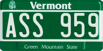 VT license plate ASS959