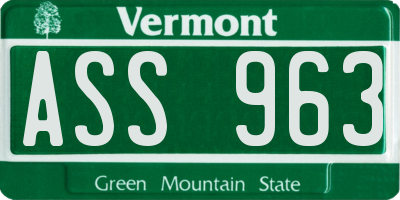 VT license plate ASS963