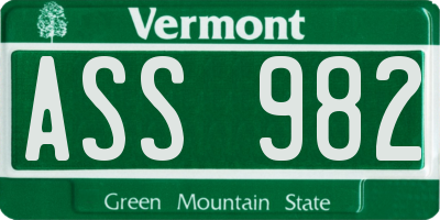 VT license plate ASS982