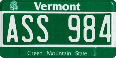 VT license plate ASS984