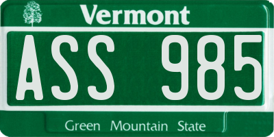 VT license plate ASS985
