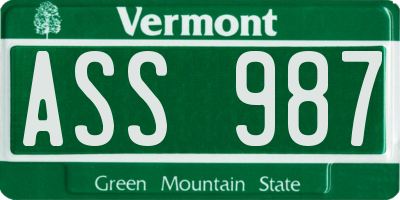 VT license plate ASS987