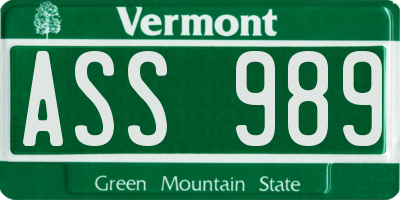 VT license plate ASS989