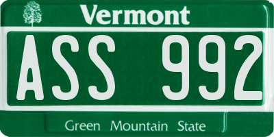 VT license plate ASS992