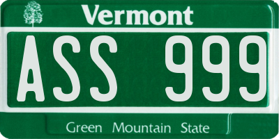 VT license plate ASS999