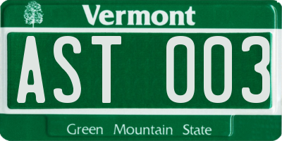 VT license plate AST003