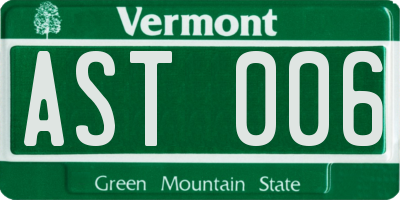 VT license plate AST006