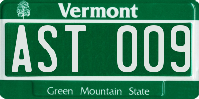 VT license plate AST009
