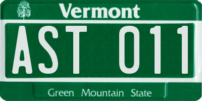 VT license plate AST011