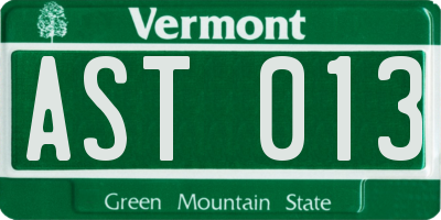 VT license plate AST013