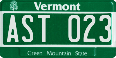 VT license plate AST023