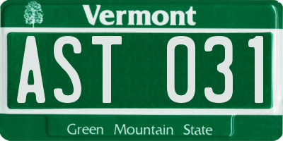 VT license plate AST031
