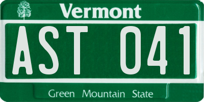 VT license plate AST041