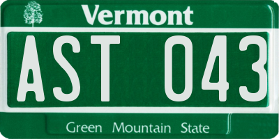 VT license plate AST043