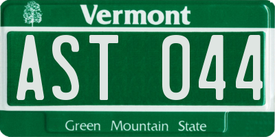 VT license plate AST044