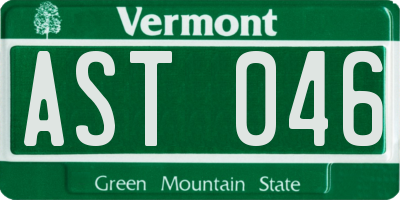 VT license plate AST046