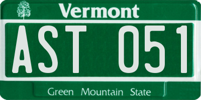 VT license plate AST051