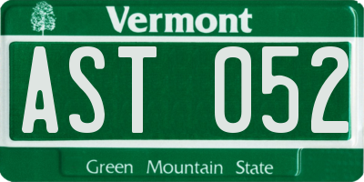 VT license plate AST052