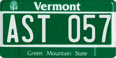 VT license plate AST057