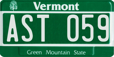 VT license plate AST059