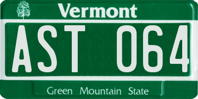 VT license plate AST064