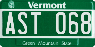 VT license plate AST068