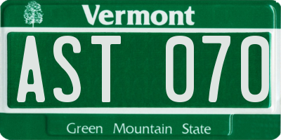 VT license plate AST070