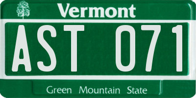 VT license plate AST071
