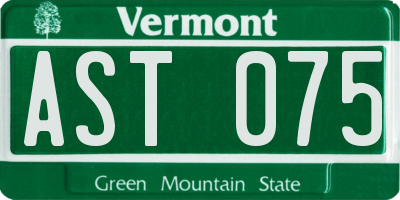 VT license plate AST075