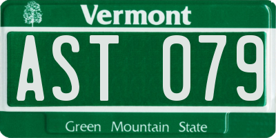 VT license plate AST079