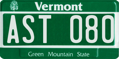 VT license plate AST080