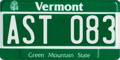 VT license plate AST083