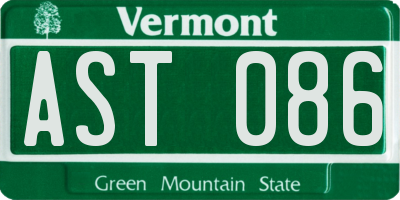 VT license plate AST086