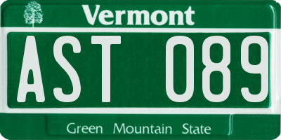 VT license plate AST089